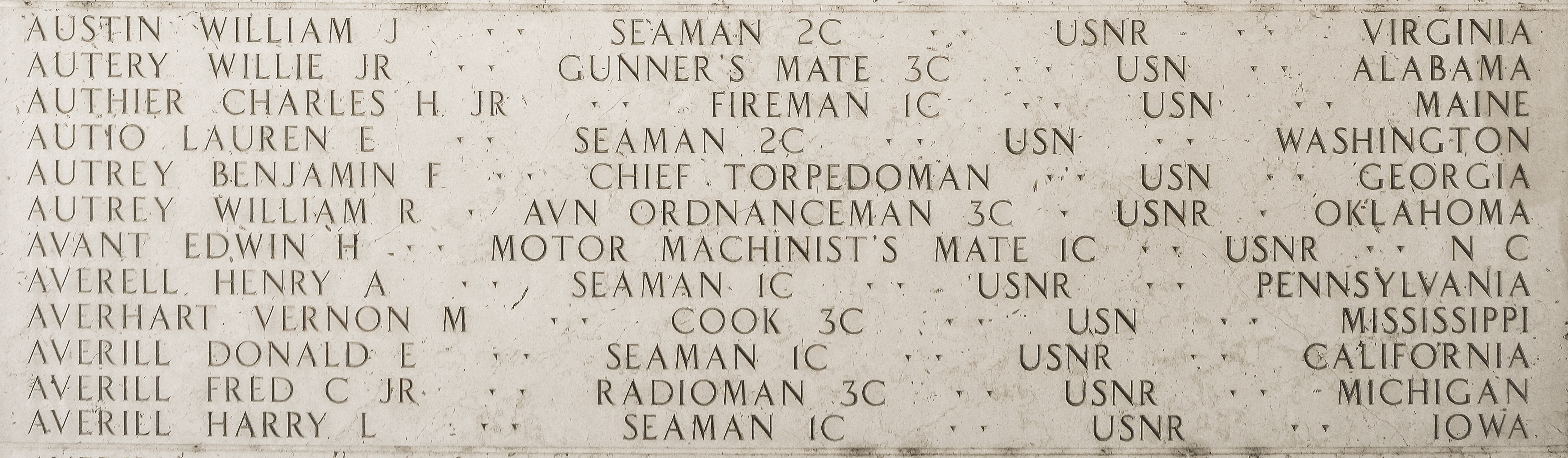 Benjamin F. Autrey, Chief Torpedoman